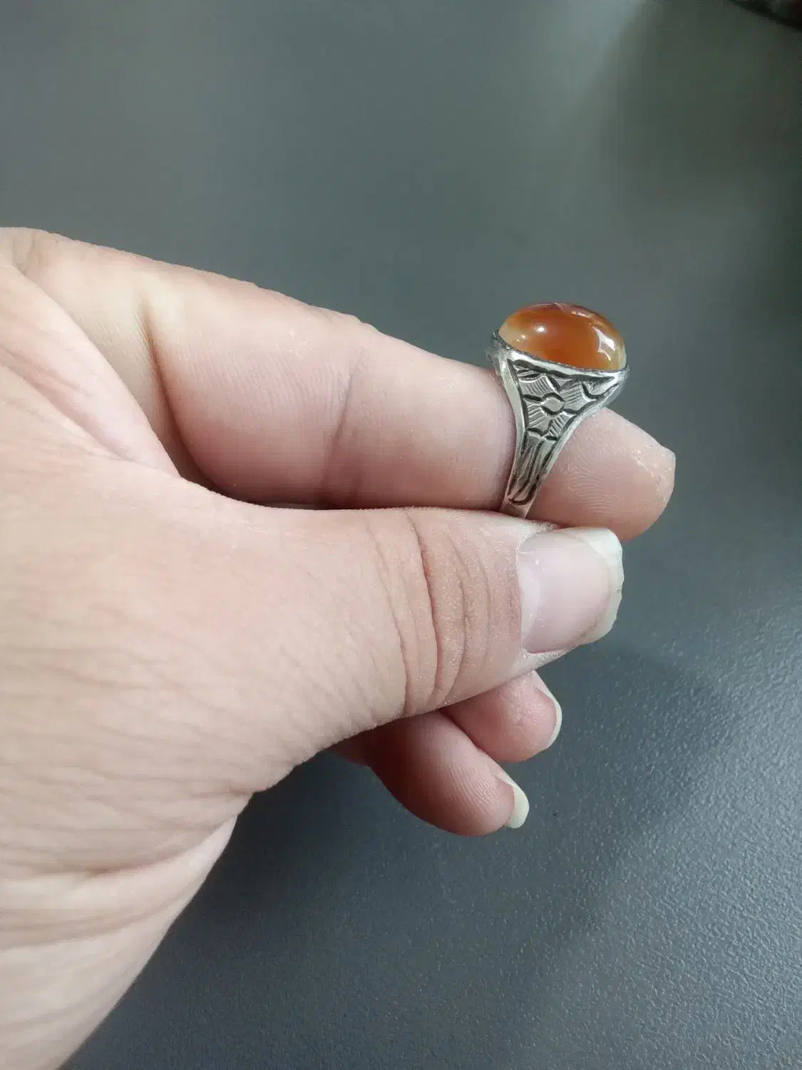 انگشتر نقره  سنگ عقیق پرتقالی|جواهرات|نسیم‌شهر, |دیوار