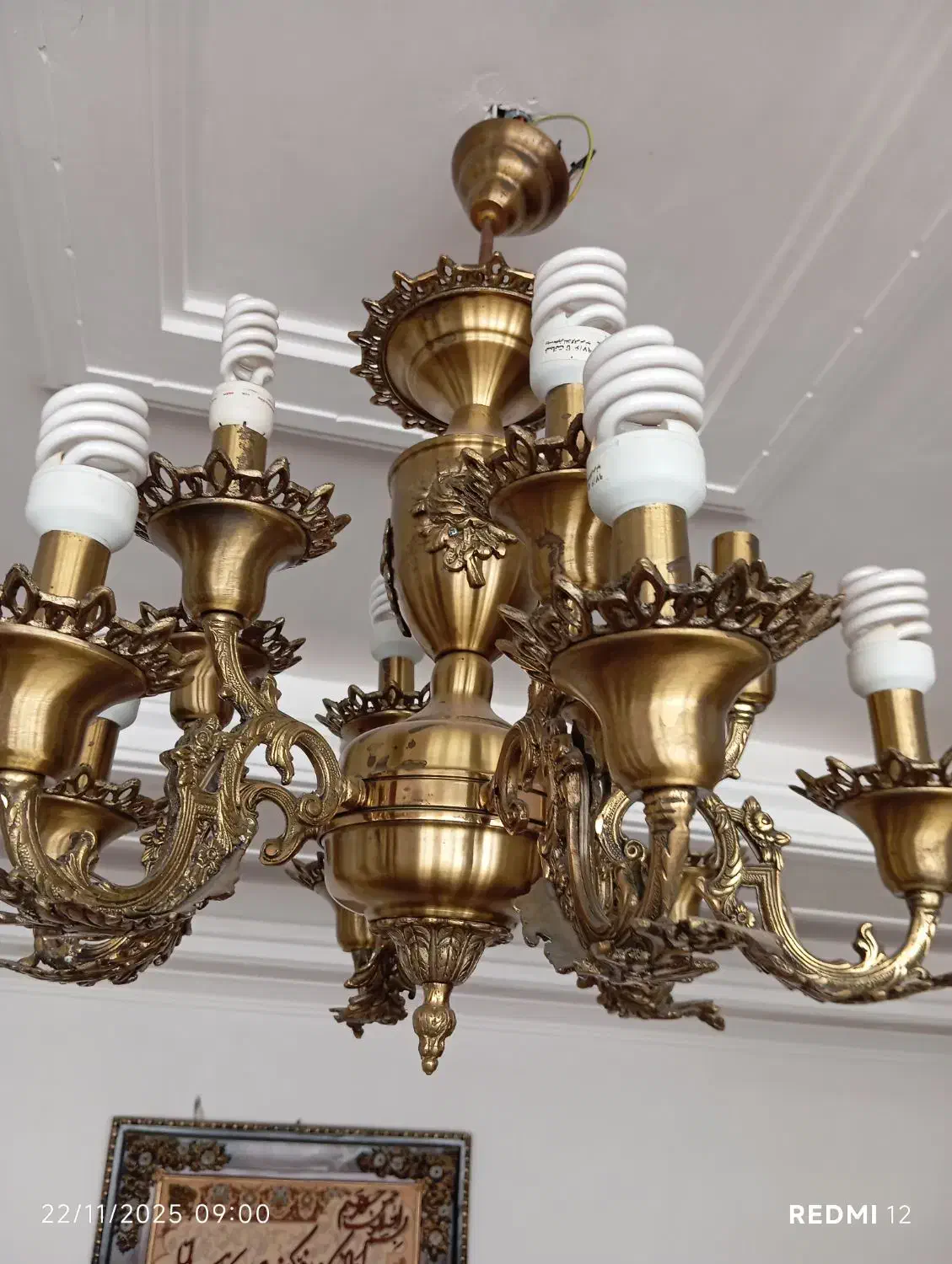 لوستر برنز 12شاخه|لوستر و چراغ آویز|ری, منصوریه منگل|دیوار