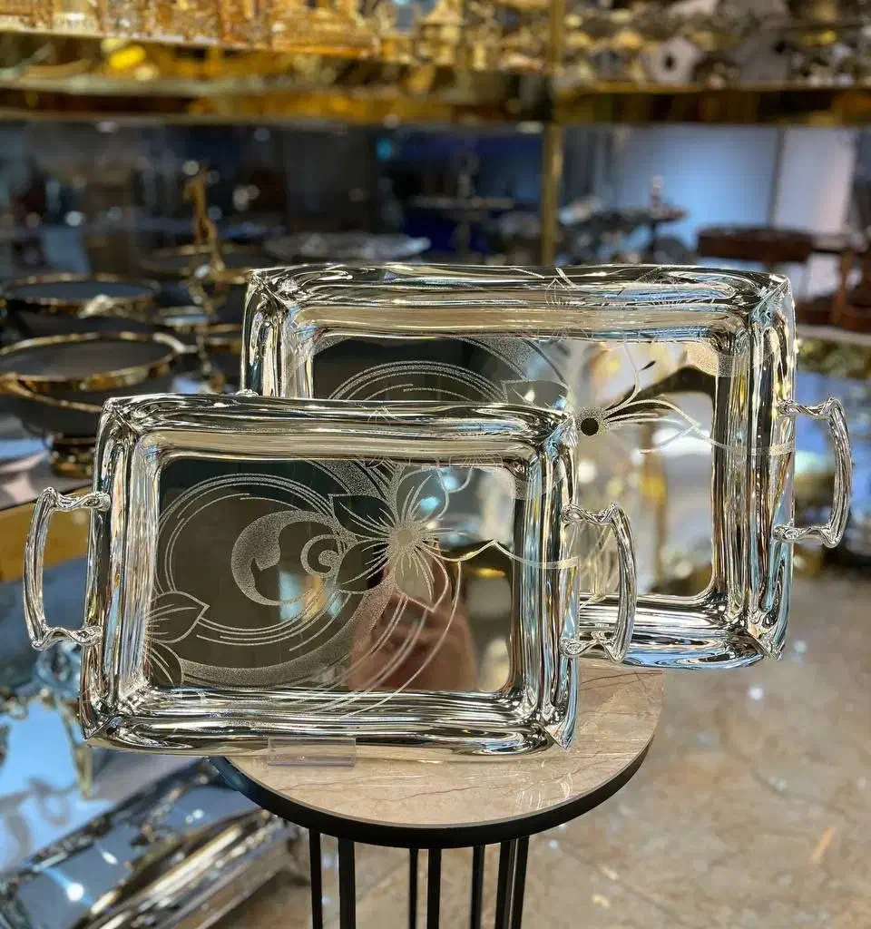 سینی های پذیرایی جُفتی تمام استیل رومانتیک مجلسی|ظروف سرو و پذیرایی|یزد, |دیوار