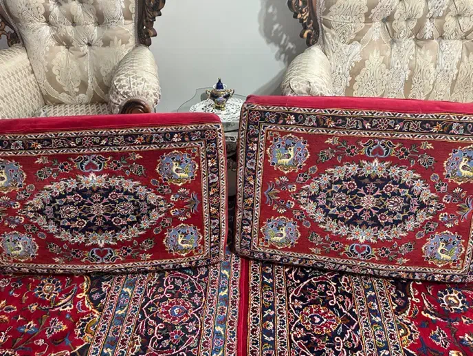 پشتی دست بافت کاشان آب نخورده|پشتی|همدان, |دیوار