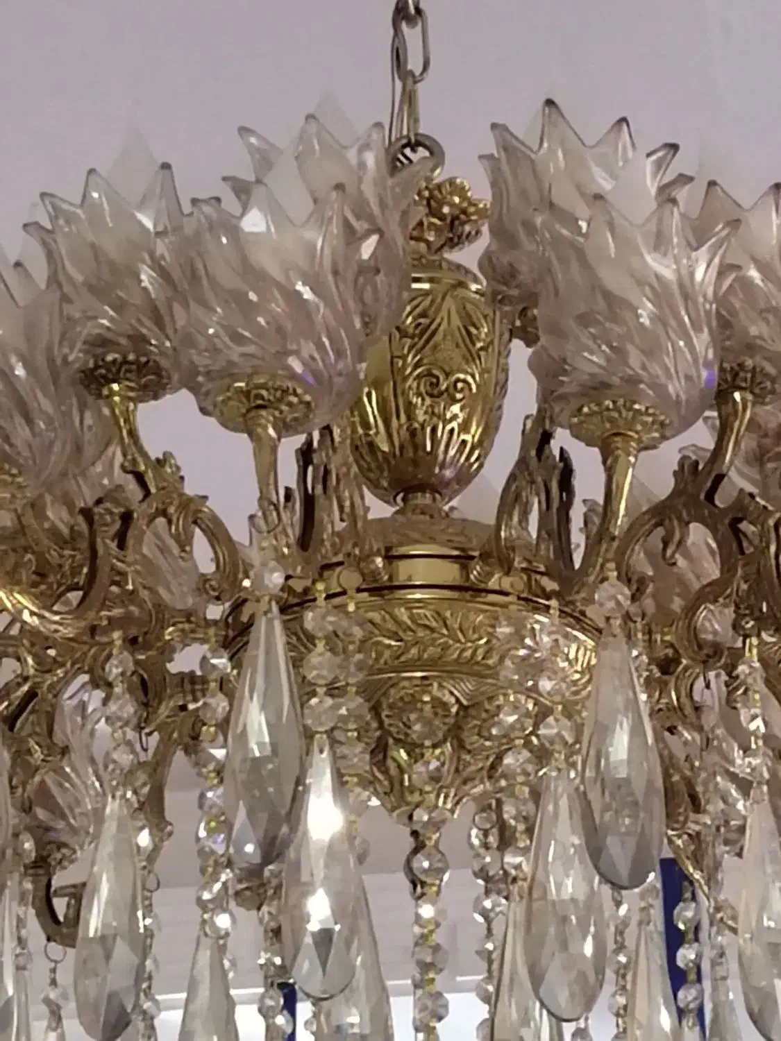 دو عدد لوستر برنجی ۲۴ شعله با لامپ|لوستر و چراغ آویز|تهران, جوادیه تهرانپارس|دیوار