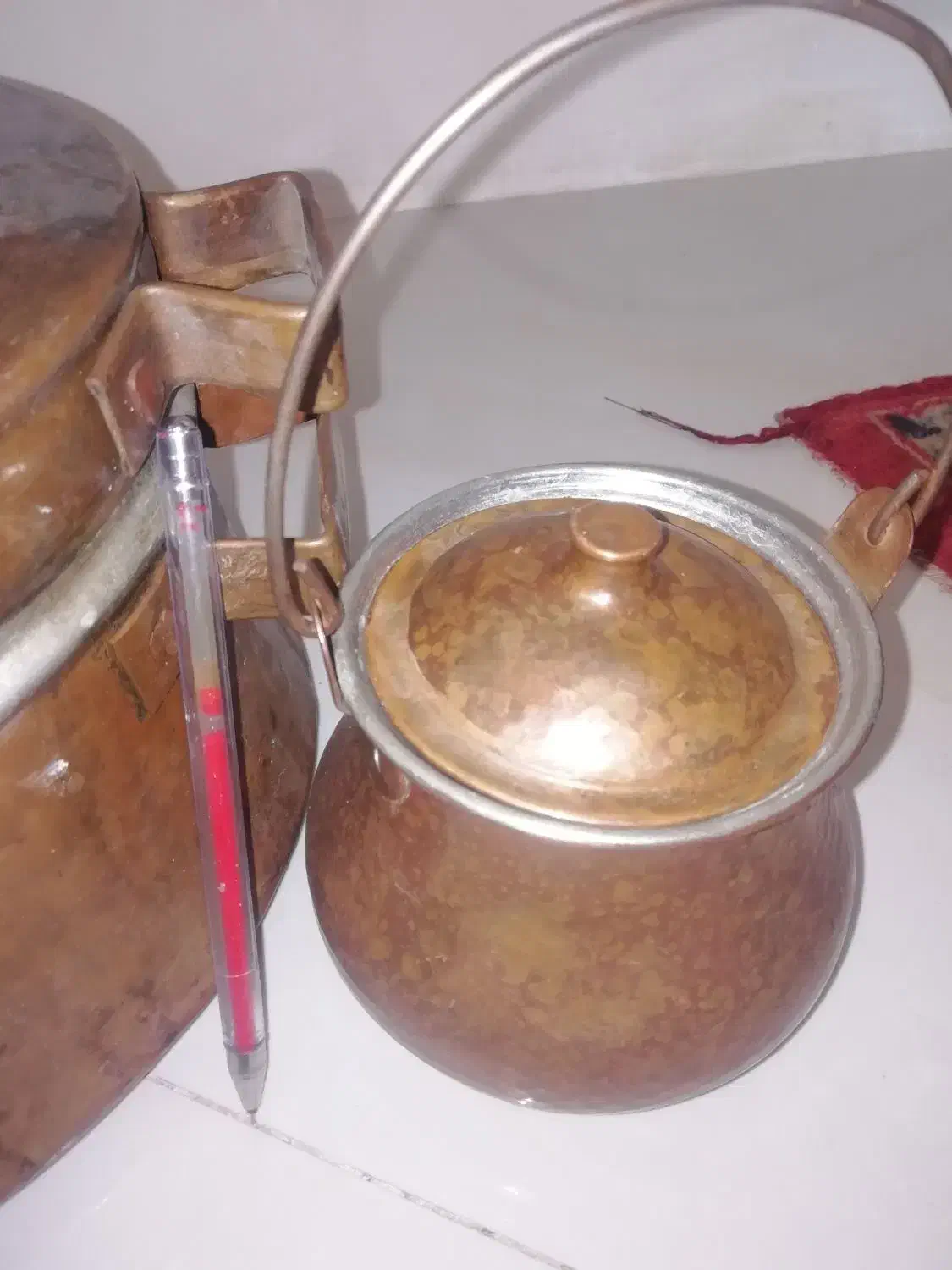 سماور برنجی قابلمه مسی|کلکسیون اشیاء عتیقه|نیشابور, مدرس|دیوار