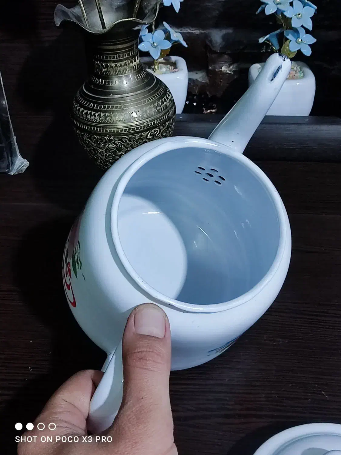 قوری لعابی گلدار قدیمی|قوری، کتری، قهوه‌ساز دستی|جهرم, |دیوار