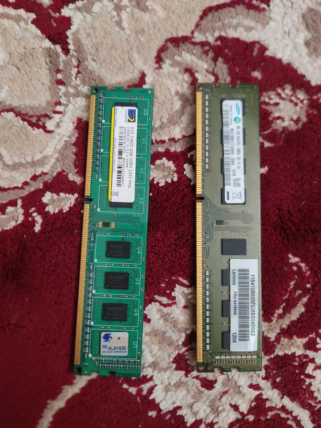 دو عدد رم 2g ddr3 1333|قطعات و لوازم جانبی رایانه|پاکدشت, پاکدشت (مامازند)|دیوار