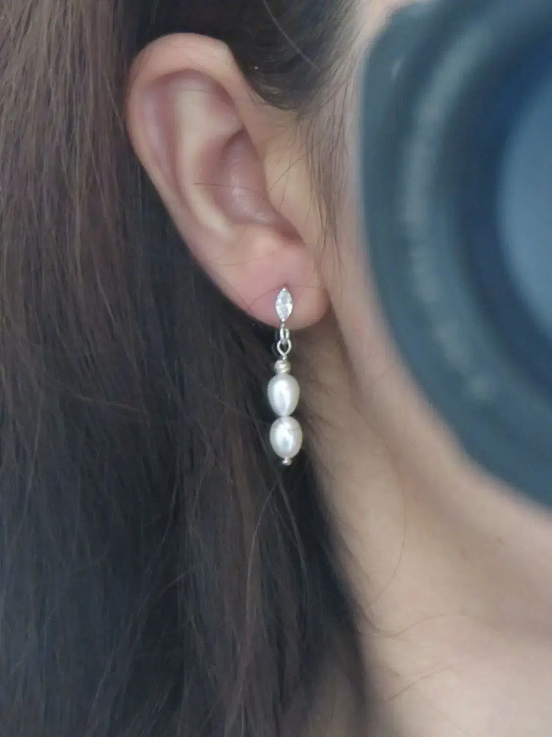 گوشواره نقره و مروارید پرورشی|جواهرات|کرمانشاه, |دیوار