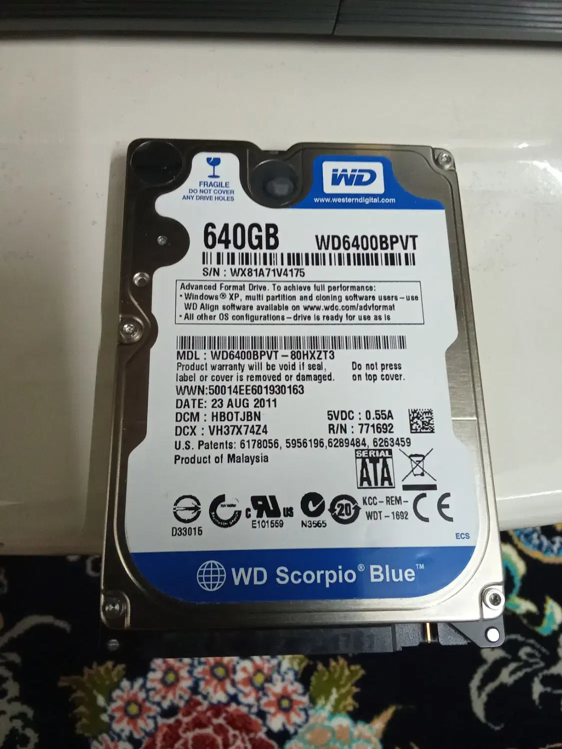 هارد لپ تاپ 640GB|قطعات و لوازم جانبی رایانه|اسلام‌شهر, شهرک سعیدیه|دیوار
