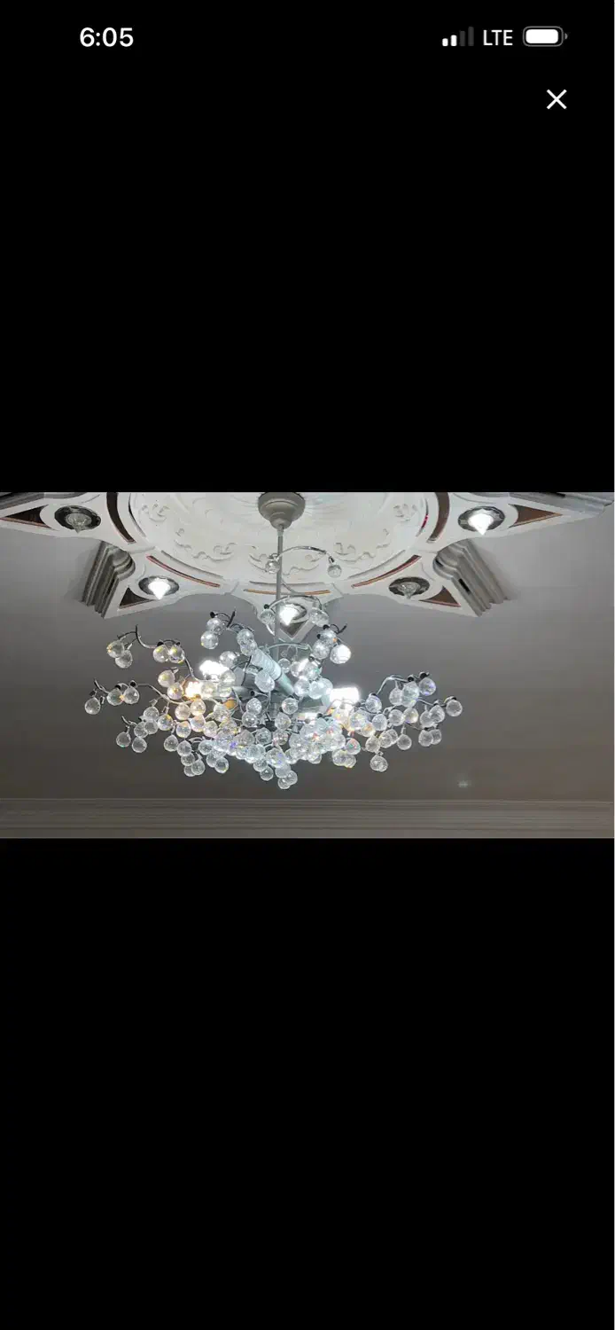 لوستر کریستال ۱۲ شاخه بزرگ و کوچک ۳ عدد|لوستر و چراغ آویز|رشت, چله خانه|دیوار