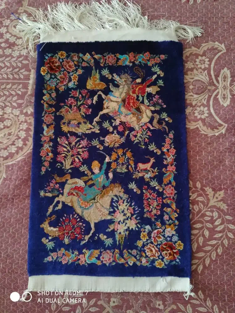 قالی تمام ابریشم شکارگاه|فرش|قم, نیروگاه|دیوار