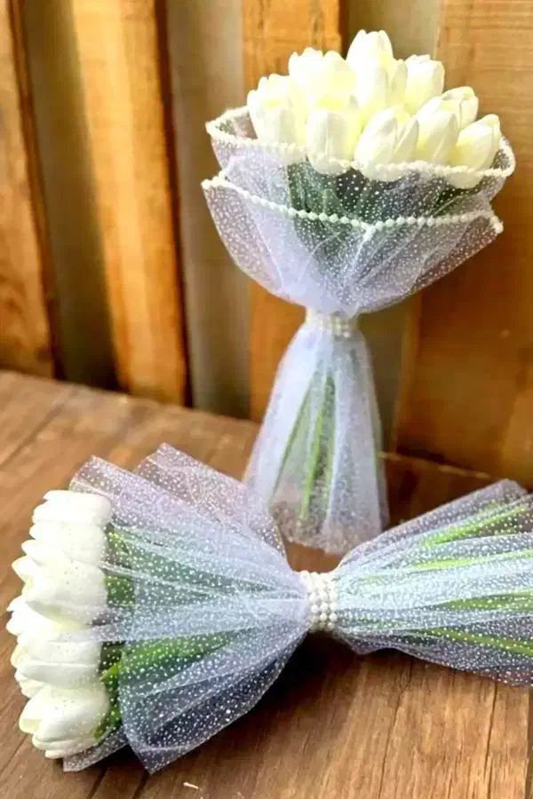 سفارش گل عروس گل باکسی و دسته گل روبانی|گل مصنوعی|کارون, |دیوار