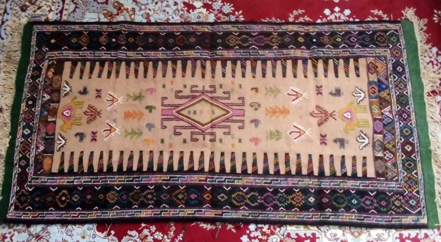 قیمت گلیم4میلیون جنسش‌ازپشم|گلیم، جاجیم، گبه|شیروان (خراسان), |دیوار