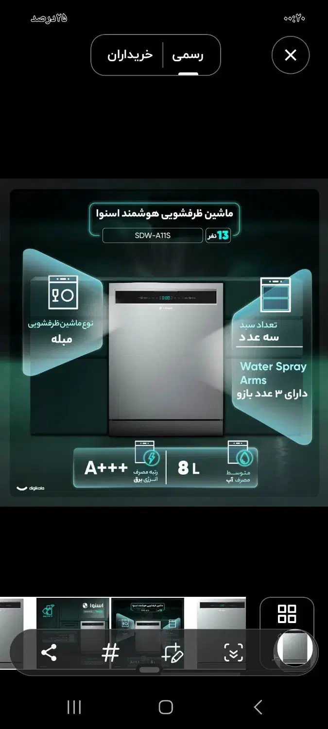 ماشین ظرفشویی اسنوا مدلsdw-a11s|ماشین ظرفشویی|پرند, فاز ۶|دیوار