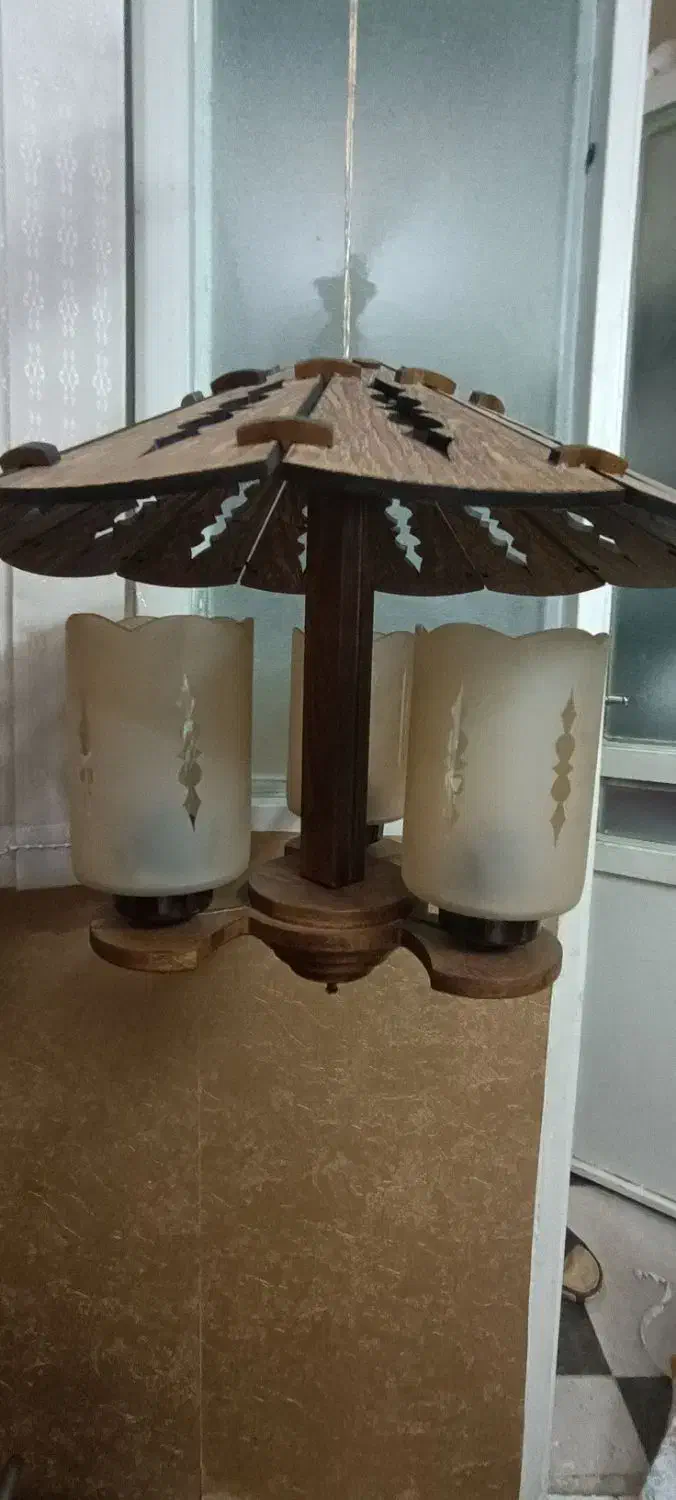 لوستر طرح چوب دو عدد|لوستر و چراغ آویز|شیراز, شهرک سراج|دیوار