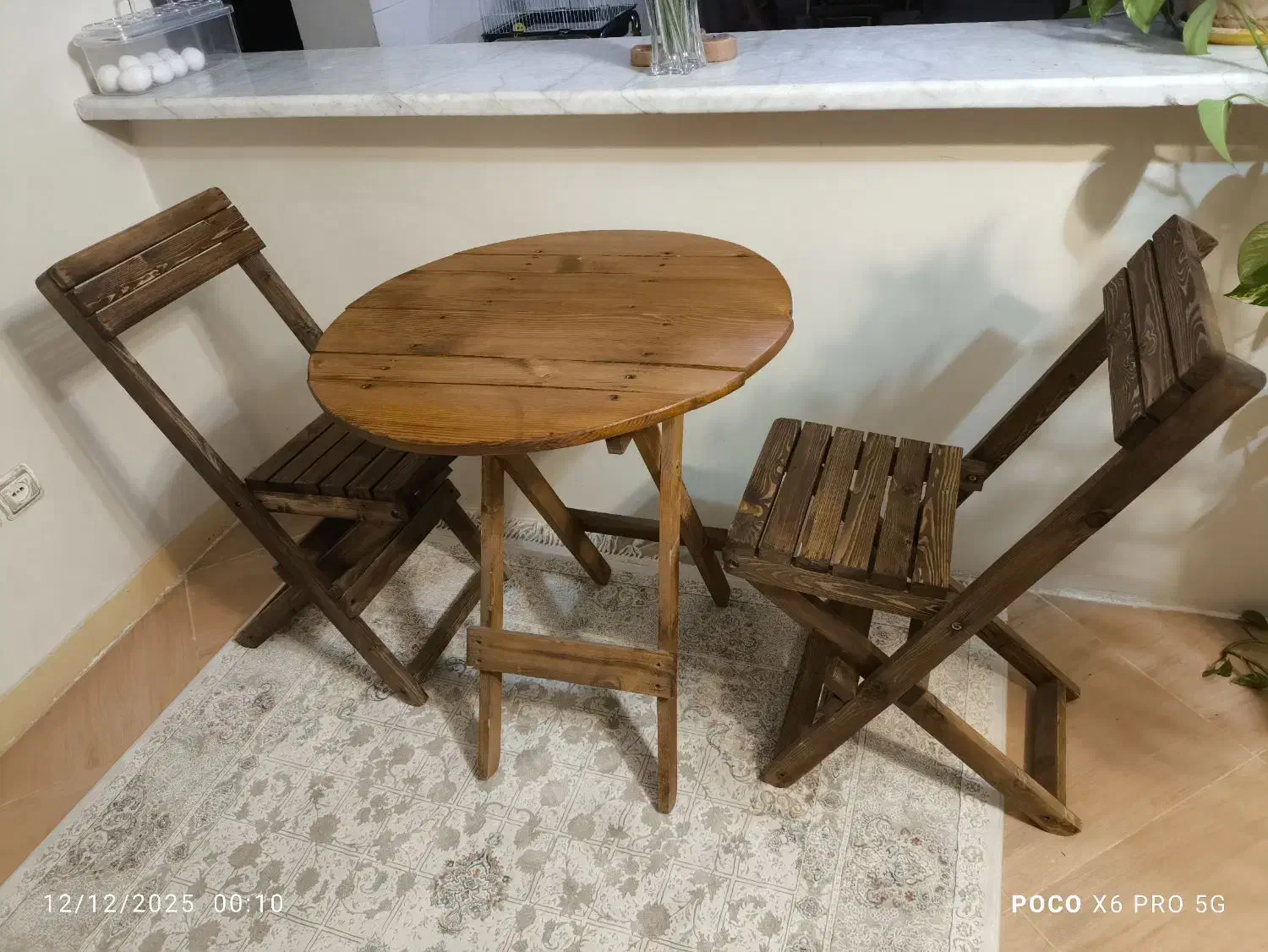 میزوصندلی چوبی وتاشو ۲نفره|میز و صندلی غذاخوری|کرج, عظیمیه|دیوار