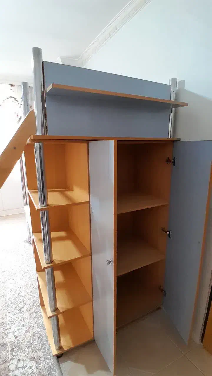 تخت دوطبقه MDF ضخیم + میز و کمد با طراحی مدرن|تخت و سرویس خواب|اصفهان, دارک|دیوار