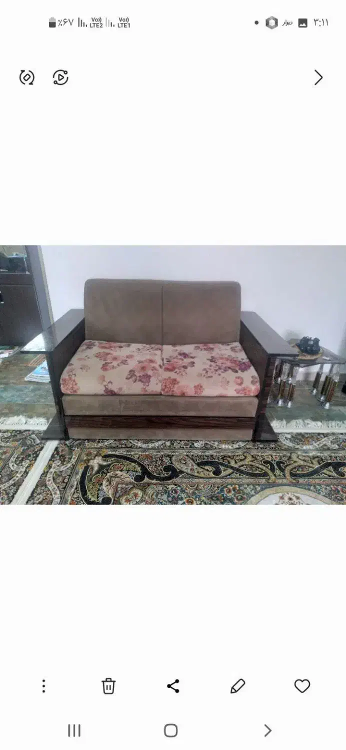 مبل ۳ نفره نقلی و سالم با نشیمن سرحال|مبلمان خانگی و میز عسلی|محمدیه-قزوین, |دیوار