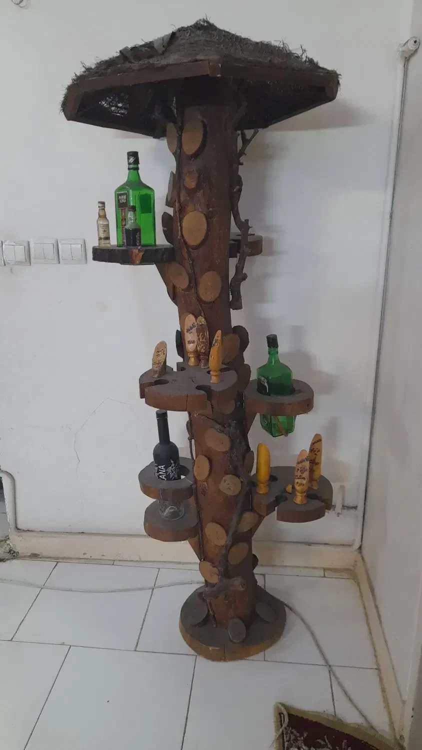 بار تنه چوب گردو|بوفه، ویترین، کنسول|اندیشه, اندیشه فاز ۱|دیوار