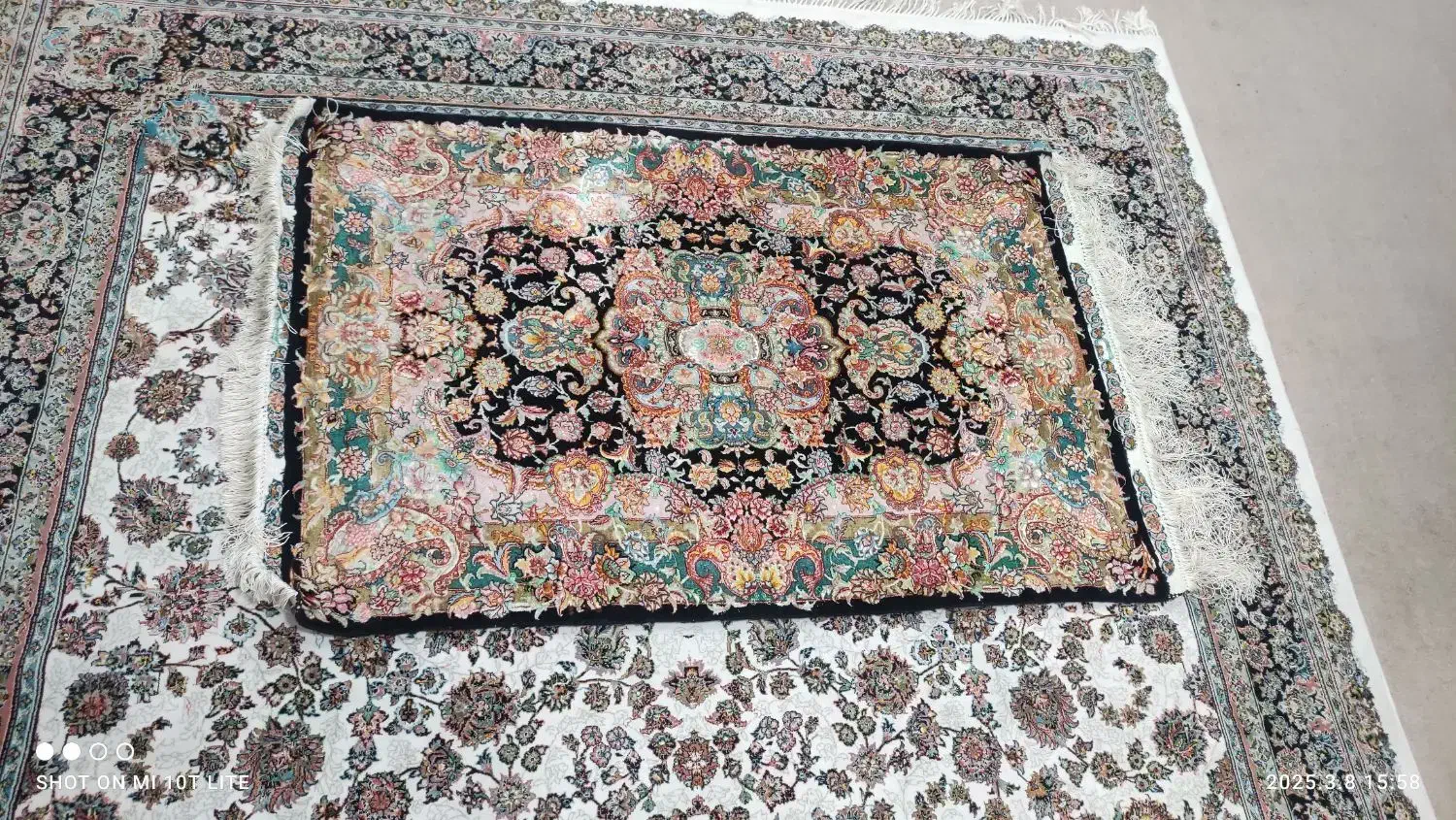 تابلو فرش دست بافت تمام ابریشم واقعی|تابلو فرش|شهریار, شهریار|دیوار