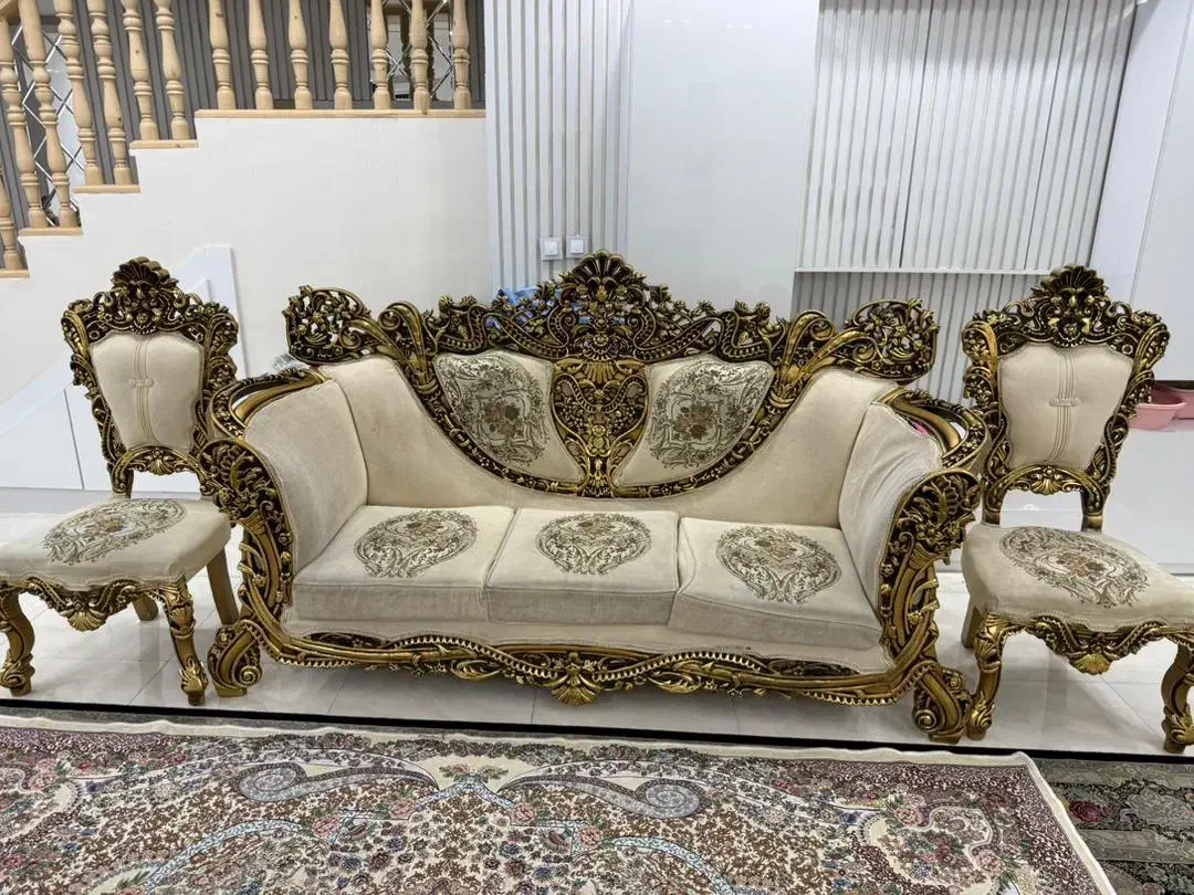 مبلمان سلطنتی ۹نفره چوب گردو /کار خاص و زیبا|مبلمان خانگی و میز عسلی|کازرون, |دیوار