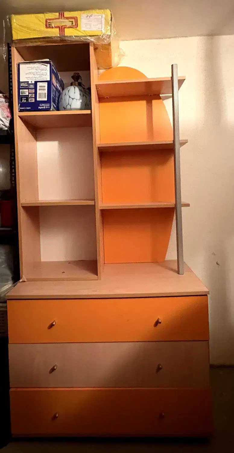 تخت خواب دو طبقه، میز تحریر ،دراور با کتابخانه|تخت و سرویس خواب|تبریز, |دیوار