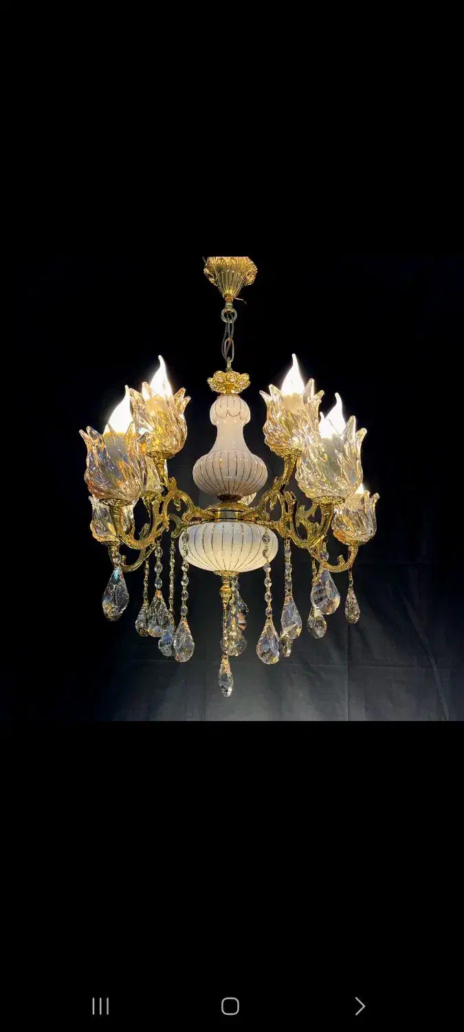 لوسترالماسی کایت برنجی شش۶+دو۲- جا‌لامپ سرپیچjk56j|لوستر و چراغ آویز|تهران, نعمت‌آباد|دیوار