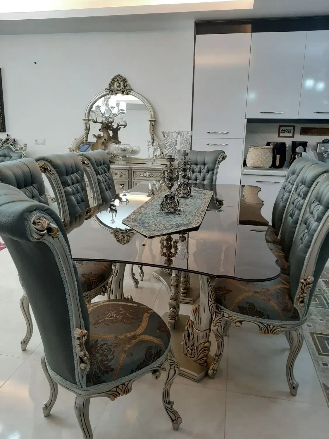 مبل استیل ۹ نفره ، چوب راش   ناهار خوری ۸ نفره|مبلمان خانگی و میز عسلی|محمدیه-قزوین, |دیوار