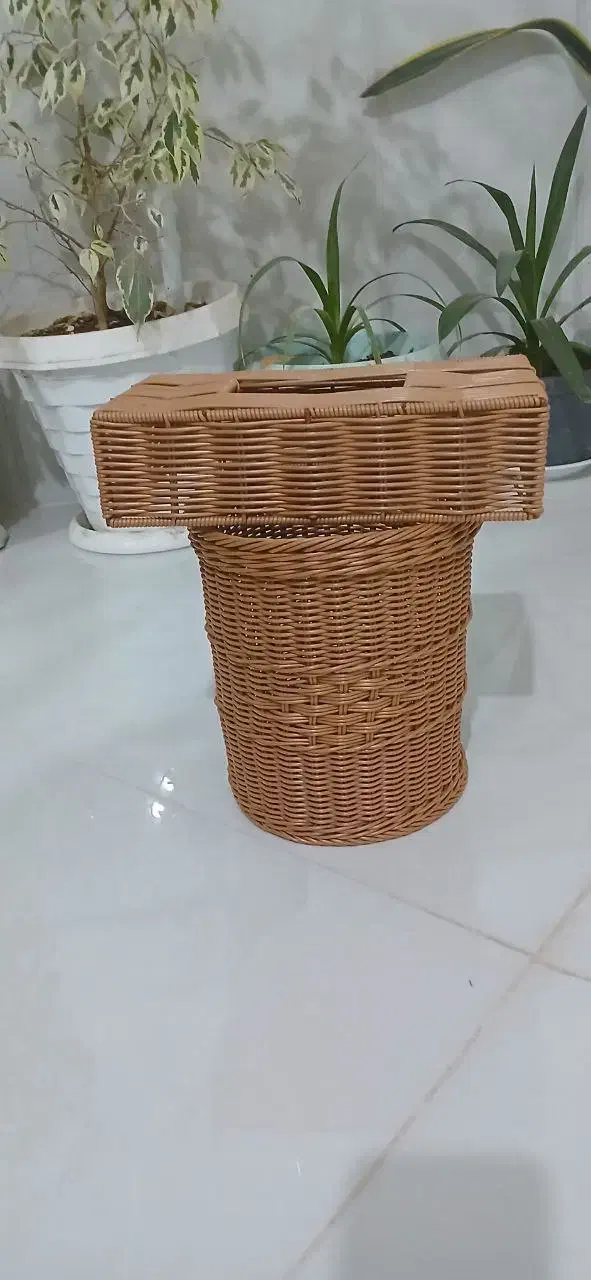 ست دست ساز جا دستمال و سطل زباله حصیری|صنایع دستی و سایر لوازم تزئینی|نیشابور, خط کاشمر|دیوار