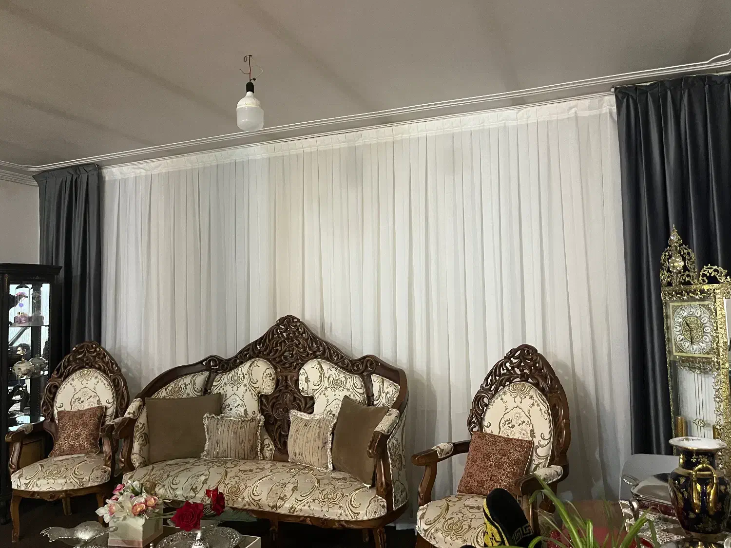 پرده حریر ساده با والن|پرده، رانر، رومیزی|تبریز, |دیوار