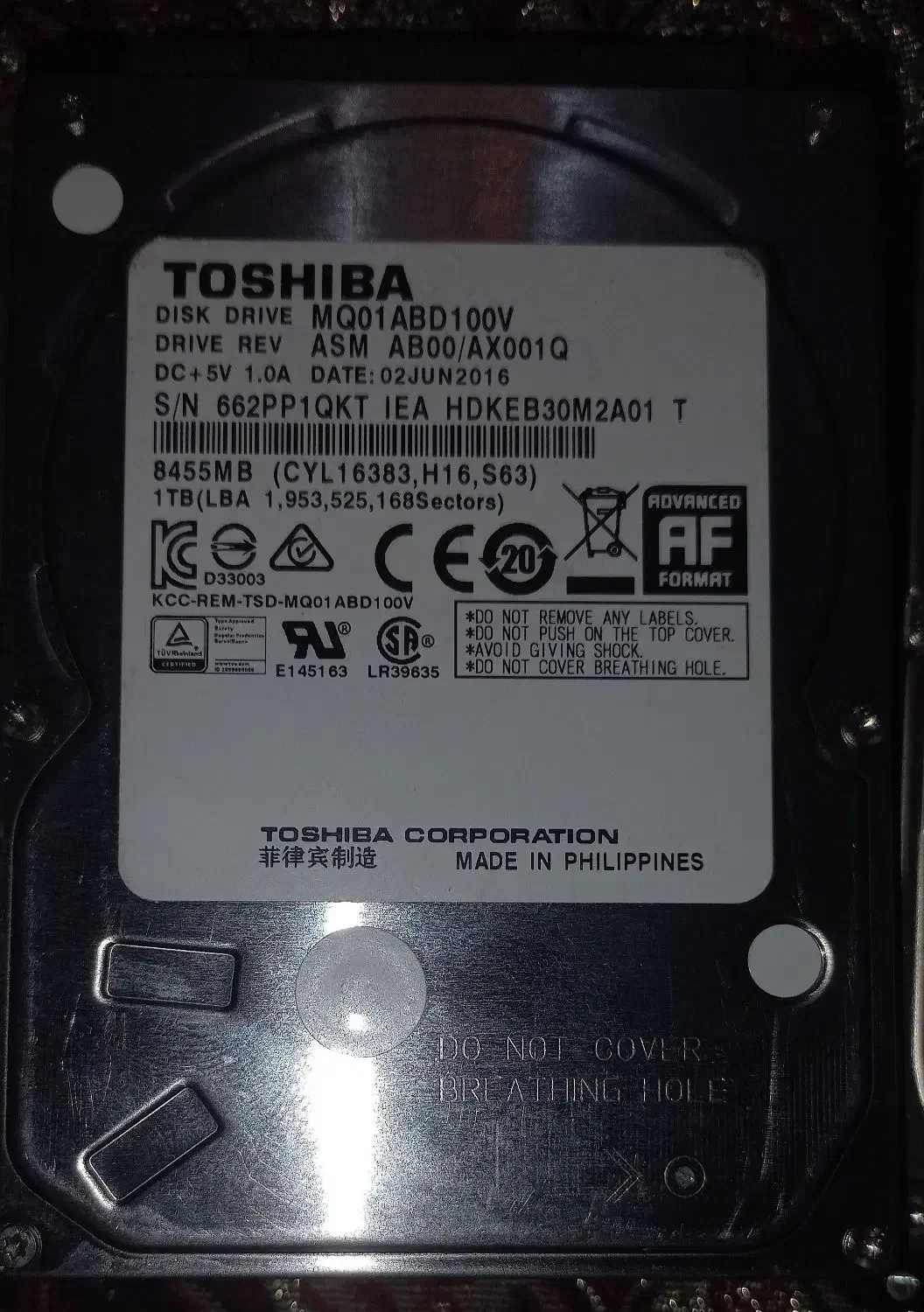 هارد لپ تابی 1 توشیبا و سامسونگ  همراه با ویندوز|قطعات و لوازم جانبی رایانه|پرند, فاز ۶|دیوار