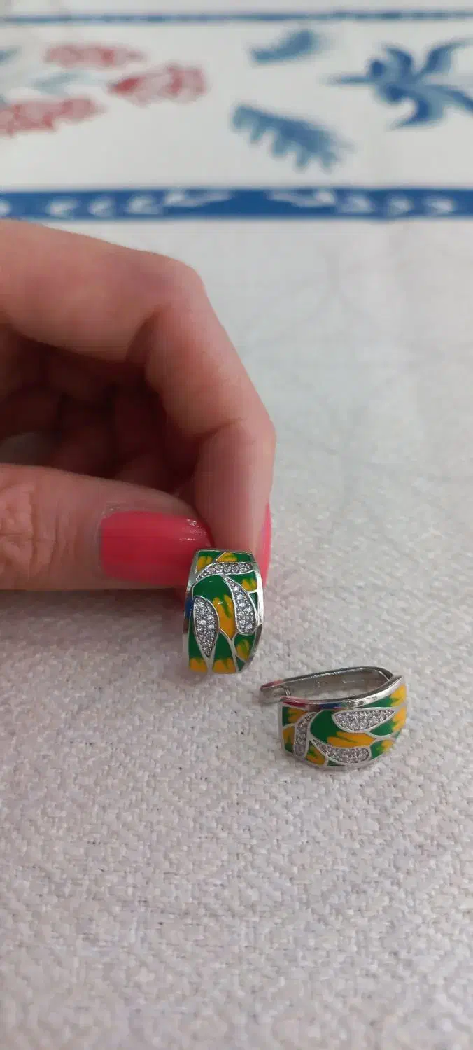 گوشواره روکش نقره میناکاری|جواهرات|تهران, دریان‌نو|دیوار