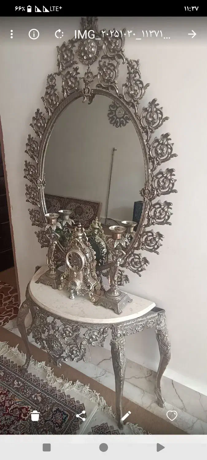 آینه شمعدان برنز|بوفه، ویترین، کنسول|تبریز, |دیوار