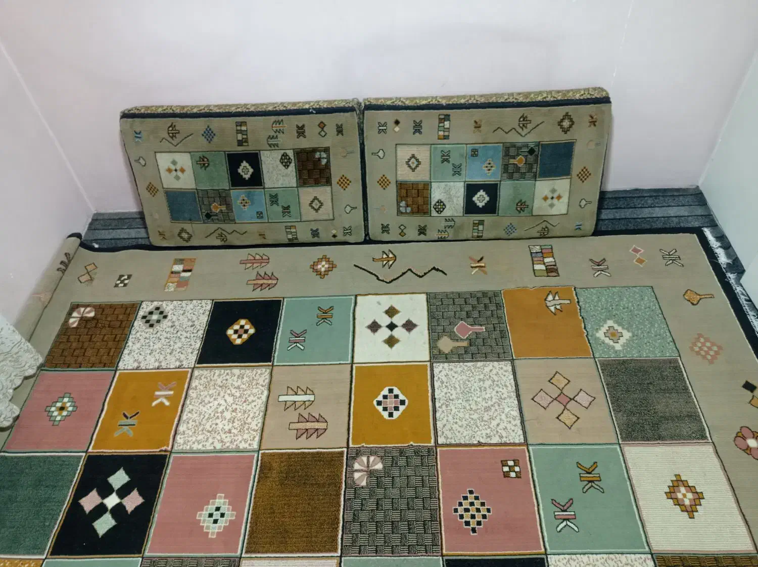 یک جفت پشتی و گلیم فرش 6 متری|فرش|همدان, |دیوار