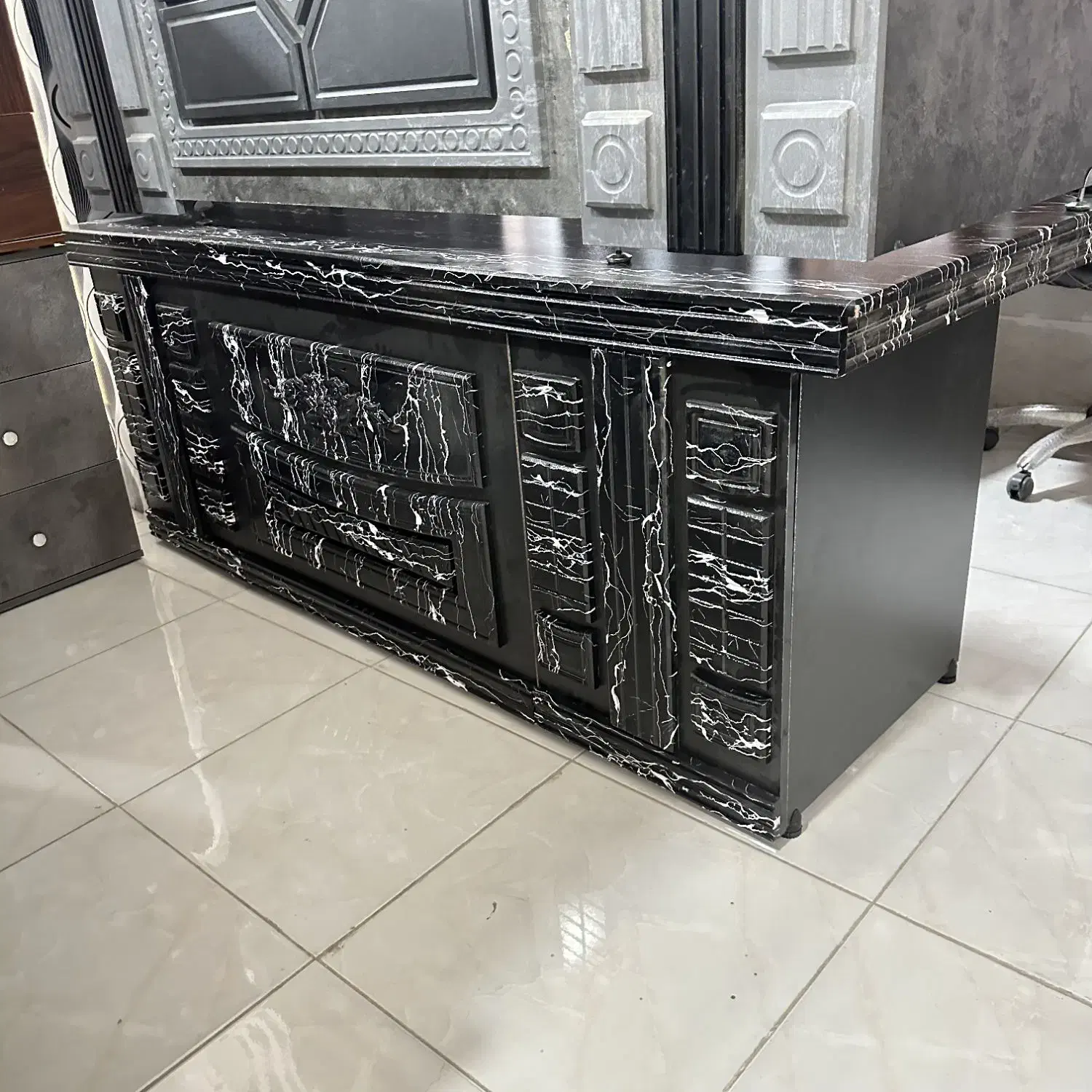 میز مدیریتی ال مشکی مرمر زرکالاا|دفتر کار|یاسوج, |دیوار