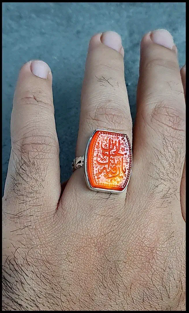 عقیق طبیعی رکاب نقره دست ساز|بدلیجات|شهریار, شهریار|دیوار