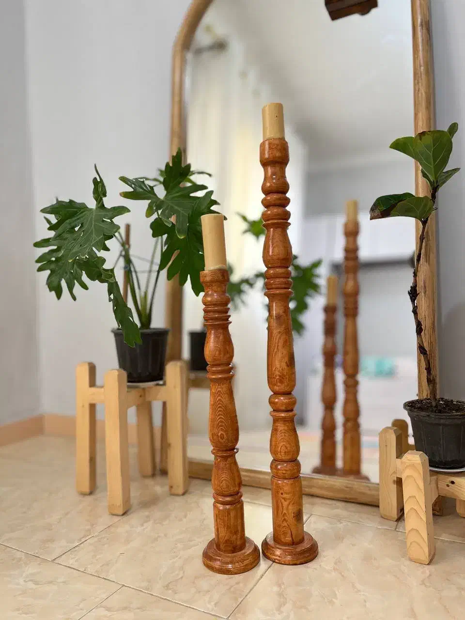 شمعدان چوبی کنارسالنی|صنایع دستی و سایر لوازم تزئینی|رشت, پل تالشان|دیوار