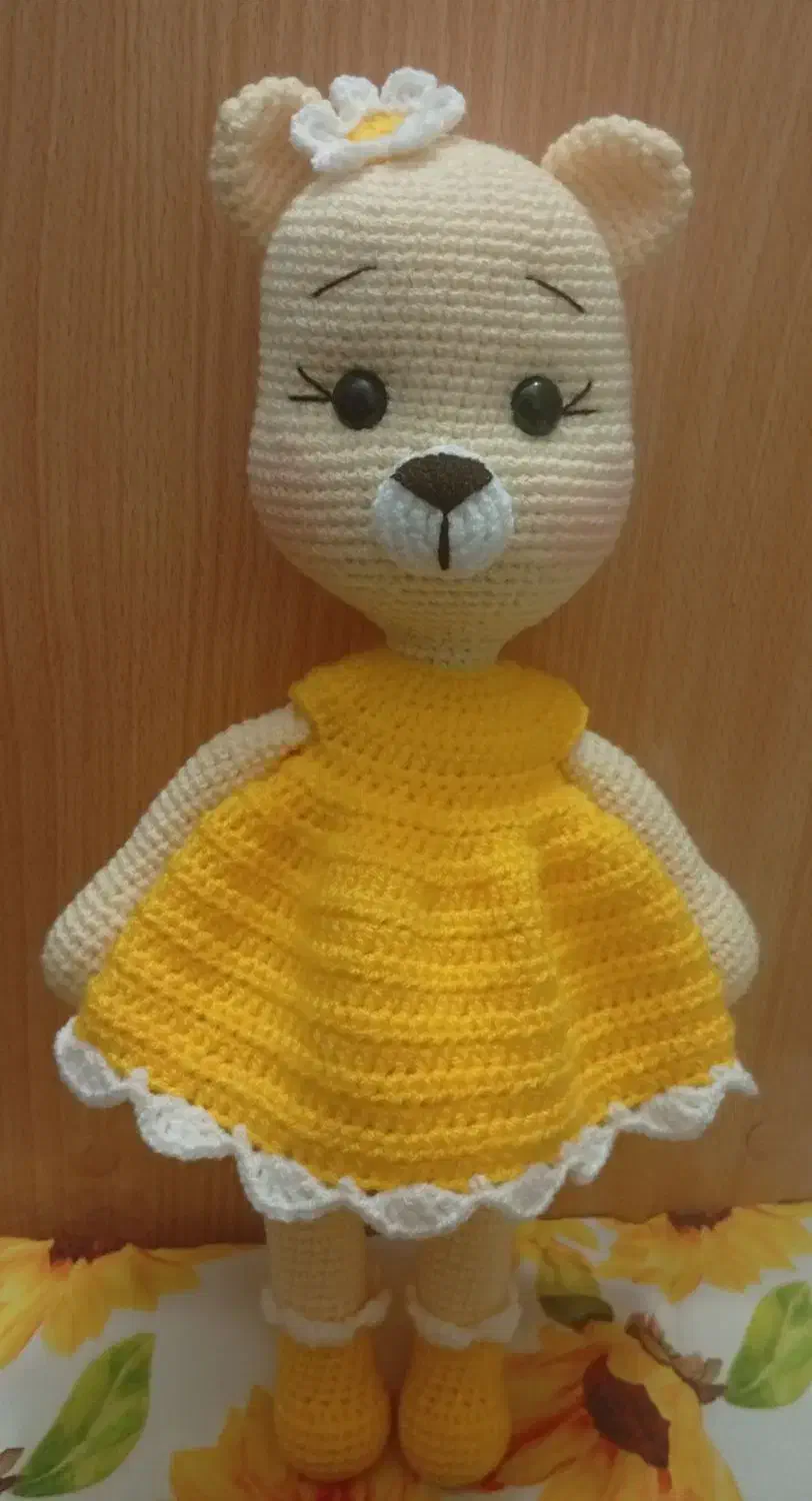 عروسک خرس دختر|اسباب‌بازی بچه|ابریشم, |دیوار