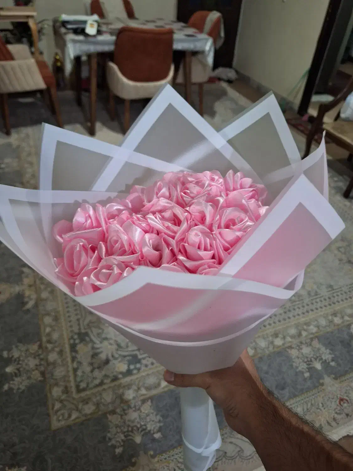 دسته گل ربانی ۲۴ شاخه صورتی|گل مصنوعی|مشهد, سرافرازان|دیوار