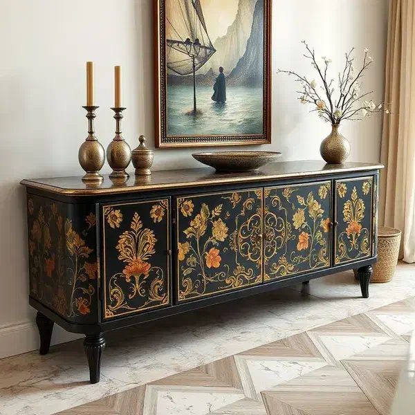 نقاشی مبل و پتینه،نقاشی سرویس چوب ورق طلامبلمان|خدمات پیشه و مهارت|مشهد, گلبرگ|دیوار