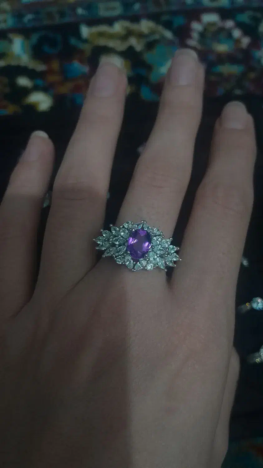 انگشتر نقره با سنگ اماتیس اصل|جواهرات|نقده, |دیوار