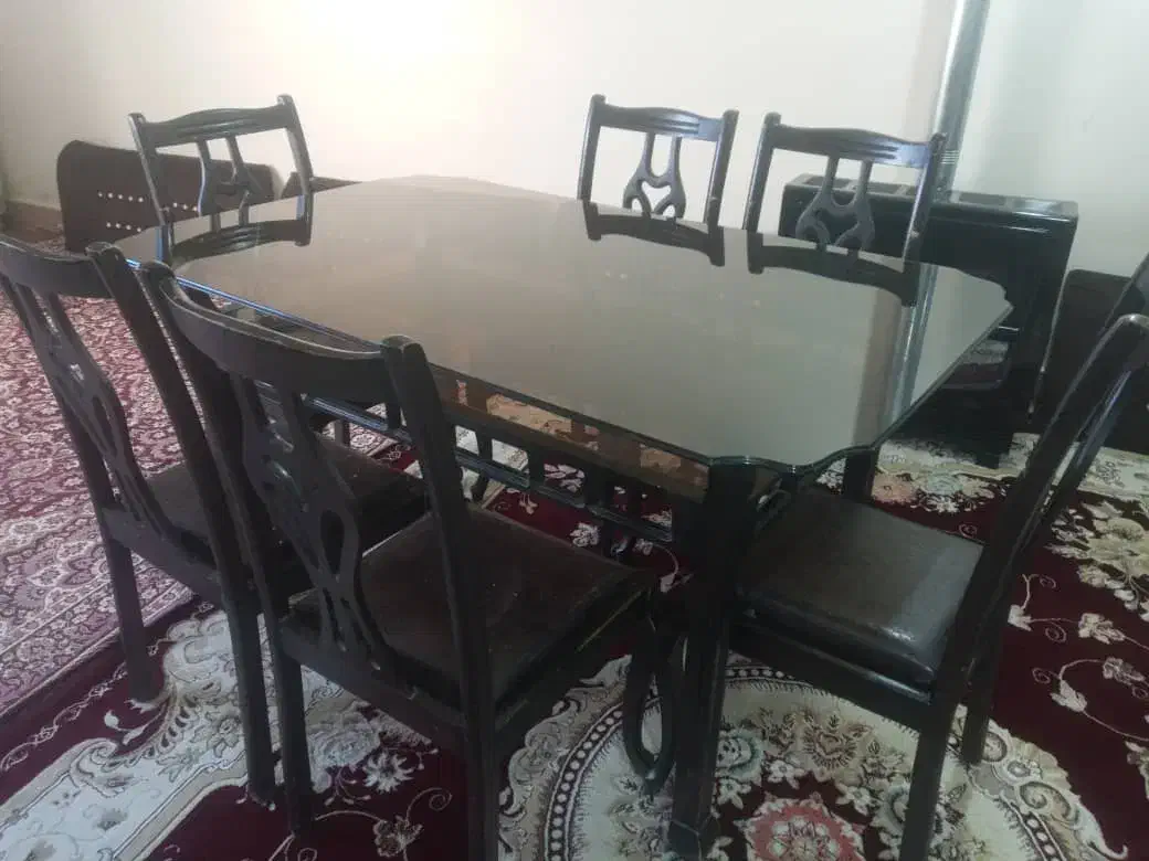 نهارخوری شش نفره چوبی|میز و صندلی غذاخوری|ایذه, |دیوار