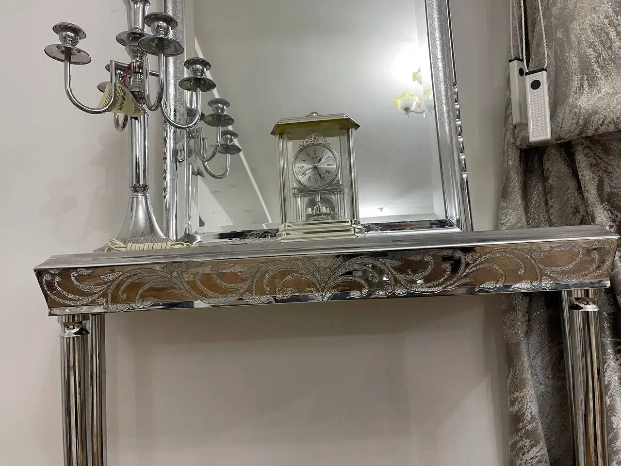 آینه شمعدان نقره ای برنز|بوفه، ویترین، کنسول|مشهد, سرافرازان|دیوار