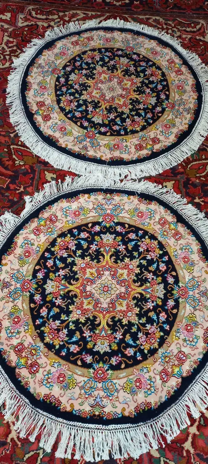 فرش دستبافت جفت دایره (۱×۱) طرح خطیبی زمینه رج ۳۵|فرش|تبریز, |دیوار