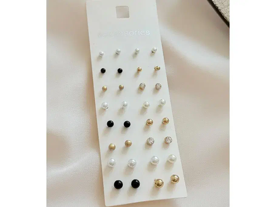 گوشواره میخی پک دار 16جفتی مروارید و نگینی چند رنگ|بدلیجات|اراک, |دیوار