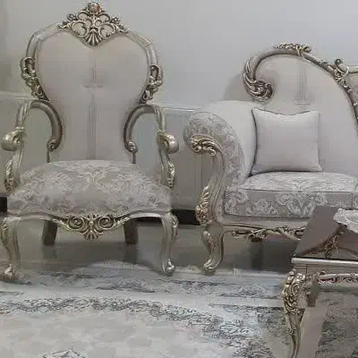 مبل ۷ نفره چوب راش فوم سرد رنگ ورق طلا وبژ جدید|مبلمان خانگی و میز عسلی|قم, بکایی|دیوار