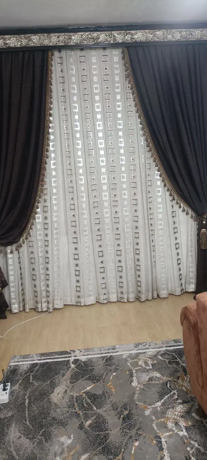 پرده و شال به همراه قاب پرده و آستر|پرده، رانر، رومیزی|ساوه, |دیوار