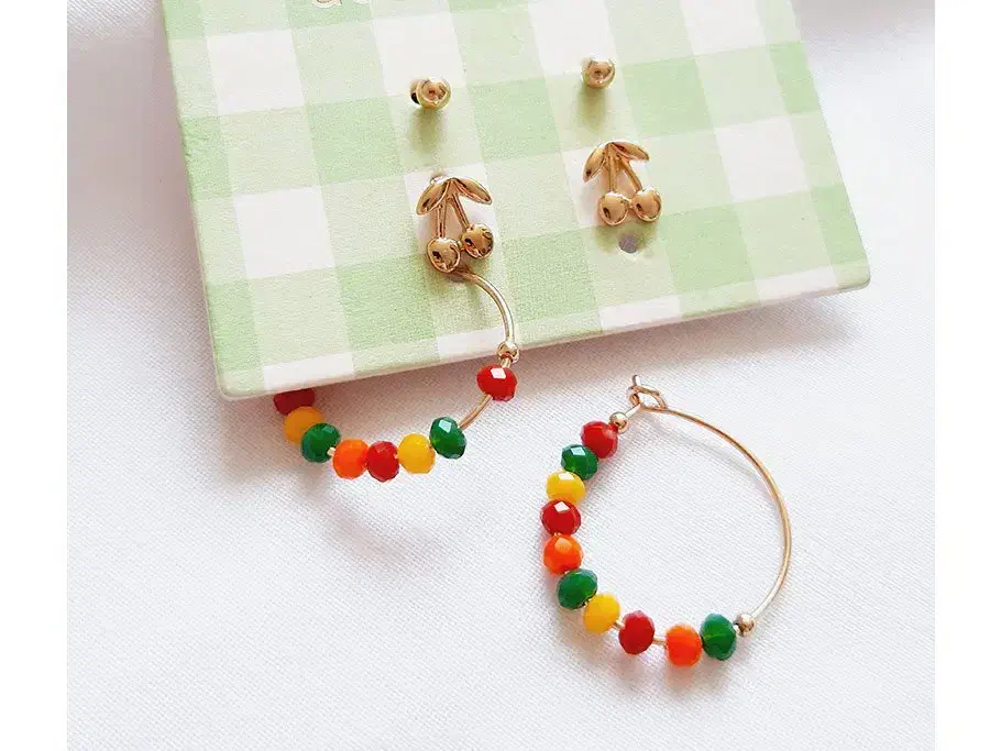 گوشواره میخی پک دار دوتایی با حلقه ای کریستالی|بدلیجات|رشت, بلوار گیلان|دیوار