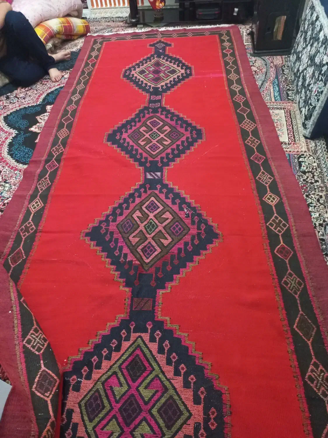 گلیم دستباف خیلی قدیمی پشم|گلیم، جاجیم، گبه|قرچک, زیبا شهر|دیوار