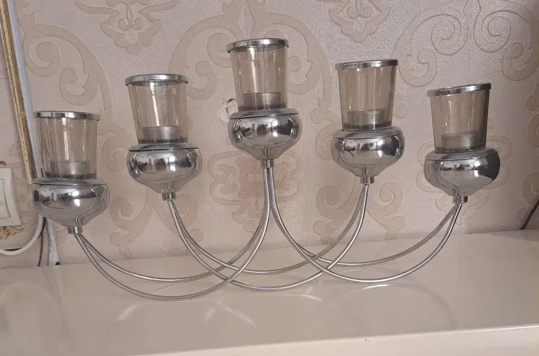 شمعدان ۵ شعله استیل رنگ ثابت دوتا موجوده|صنایع دستی و سایر لوازم تزئینی|اسلام‌شهر, شهرک سعیدیه|دیوار