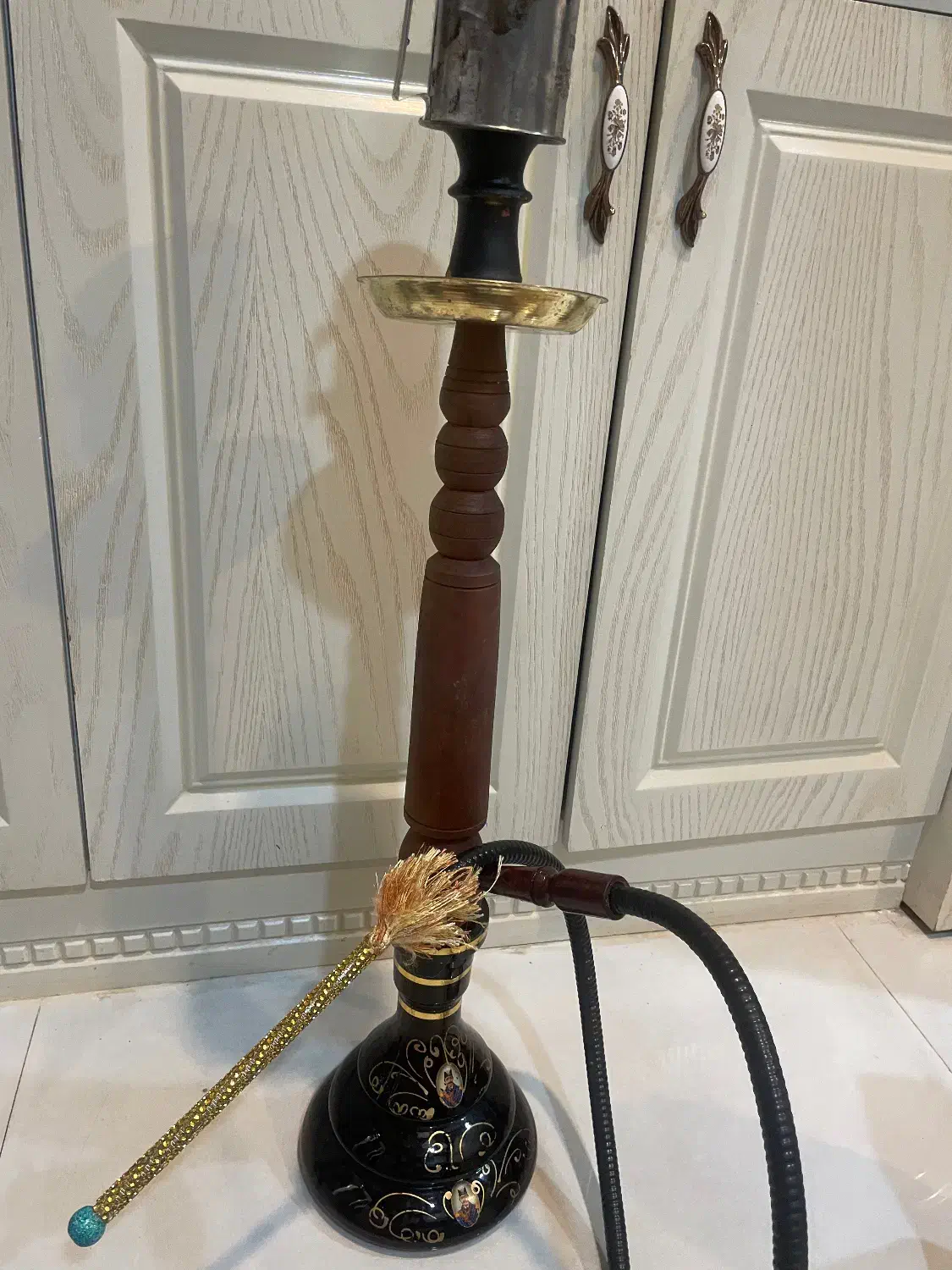 قلیان برنجی و چوب سرخ اعلا|کلکسیون و سرگرمی|مشهد, نیروی هوایی|دیوار