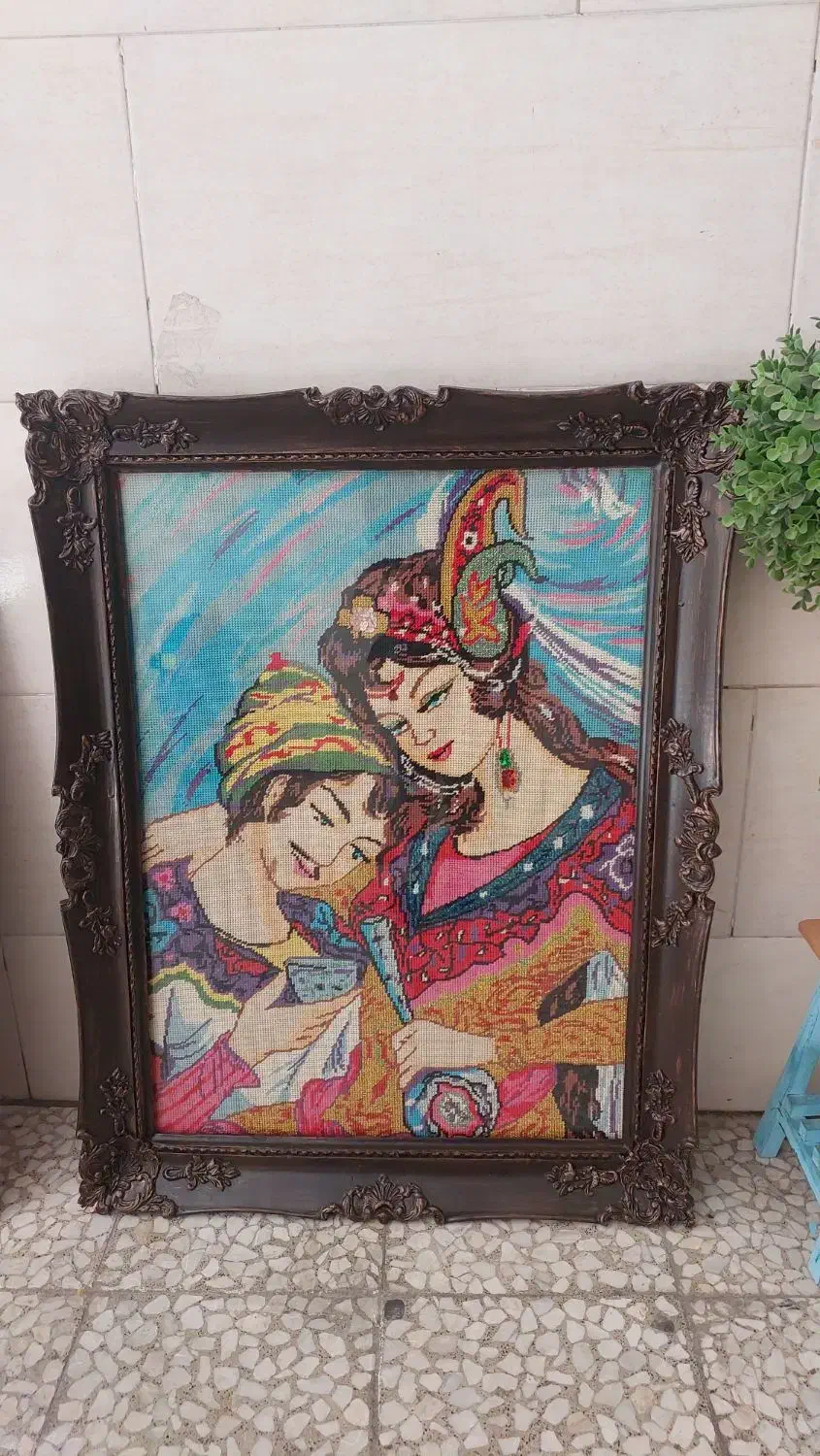 تابلو کوبلن گوبلن لیلی مجنون بانوی اسب سوار قدیمی|کلکسیون اشیاء عتیقه|تهران, جیحون|دیوار