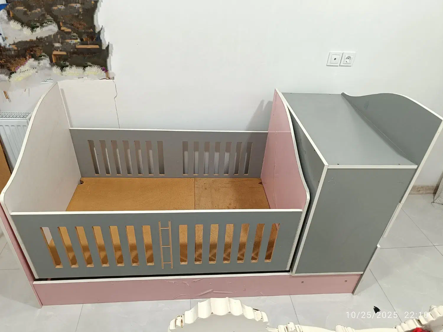 تخت خواب ام دی اف دو منظوره نوزاد نوجوان در جم|تخت و سرویس خواب|جم, |دیوار